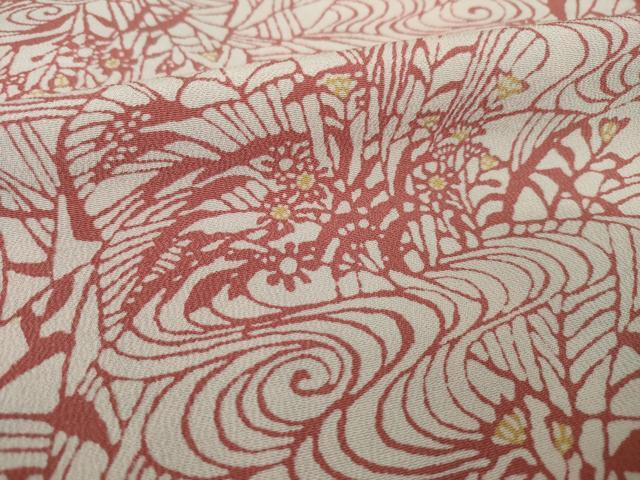 平和屋着物●稲垣稔次郎画　小紋　型染め　流水草花文　正絹　逸品　AABK1909ck