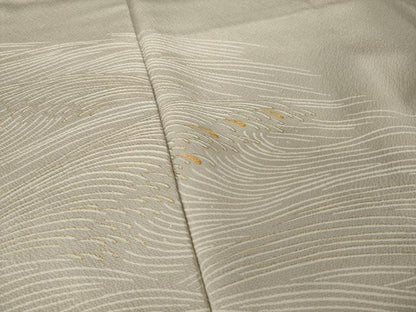 平和屋着物●工芸キモノ野口　訪問着　駒刺繍　波文様　金彩　正絹　逸品　AABK1910ck