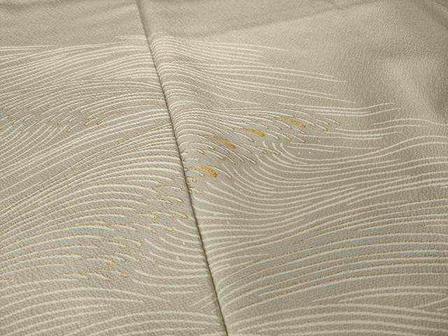 平和屋着物●工芸キモノ野口　訪問着　駒刺繍　波文様　金彩　正絹　逸品　AABK1910ck