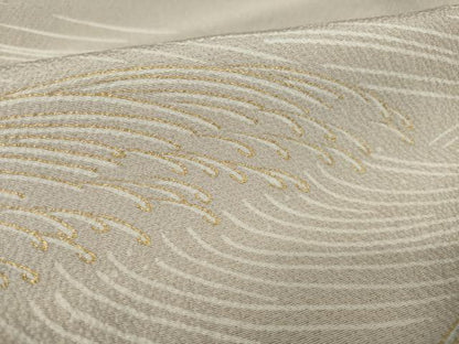 平和屋着物●工芸キモノ野口　訪問着　駒刺繍　波文様　金彩　正絹　逸品　AABK1910ck