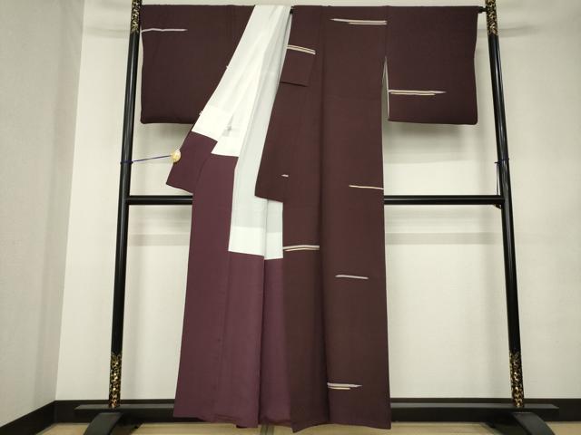 平和屋着物●染匠　菱健謹製　小紋　段違い文様　金彩　反端付き　正絹　逸品　AABK1911ck