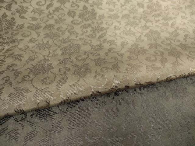 平和屋着物●インド・アッサム　野蚕糸　手織　ムガシルク　野蚕糸紬　花唐草間道　正絹　逸品　未使用　AABK1912ck
