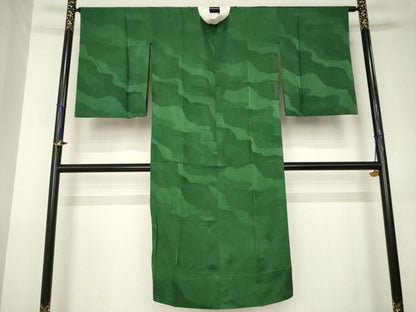 平和屋着物●長襦袢　無双仕立て　道長地紋　柳煤竹色　正絹　逸品　AABK1913ck