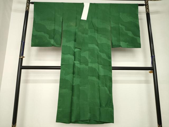 平和屋着物●長襦袢　無双仕立て　道長地紋　柳煤竹色　正絹　逸品　AABK1913ck