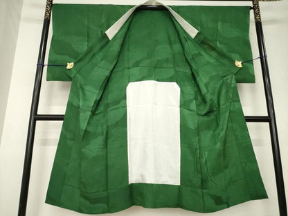 平和屋着物●長襦袢　無双仕立て　道長地紋　柳煤竹色　正絹　逸品　AABK1913ck