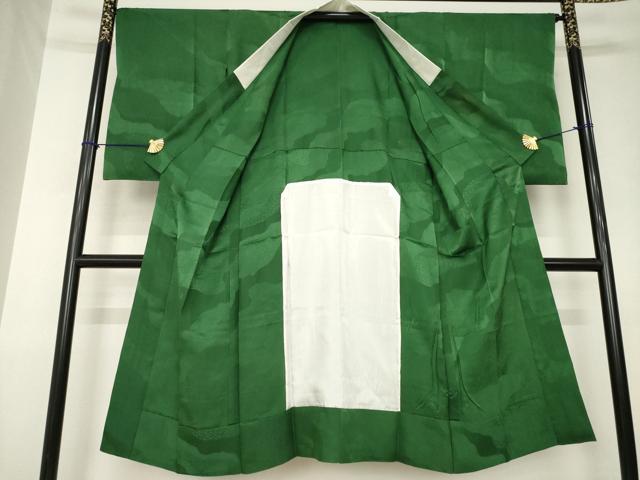 平和屋着物●長襦袢　無双仕立て　道長地紋　柳煤竹色　正絹　逸品　AABK1913ck