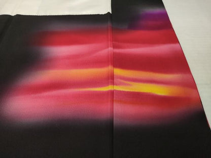 平和屋着物●豪華振袖　作家物　夕暮れ　馬　風景文　黒地　正絹　逸品　AABK1914ck