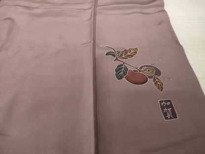 平和屋着物●本加賀友禅作家　柿本市郎監修　色無地　箔散らし地紋　鴇浅葱色　大丸扱い　正絹　逸品　AABK1916ck