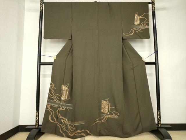 平和屋着物●訪問着　駒刺繍　鶴　金銀彩　正絹　逸品　AABK1920ck