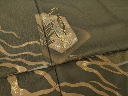 平和屋着物●訪問着　駒刺繍　鶴　金銀彩　正絹　逸品　AABK1920ck