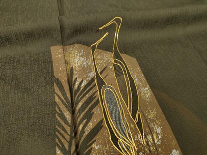 平和屋着物●訪問着　駒刺繍　鶴　金銀彩　正絹　逸品　AABK1920ck