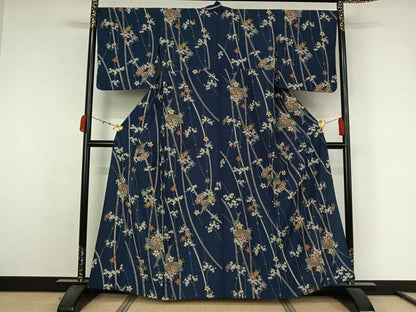 平和屋着物▽小紋　単衣　桜　洗える着物　AABK1921jh