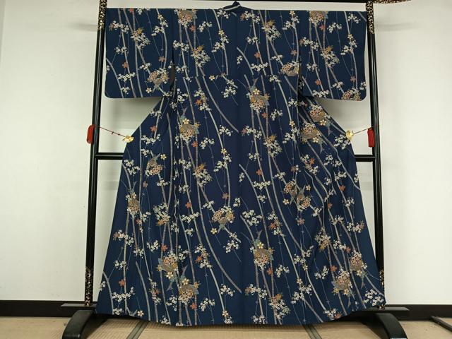 平和屋着物▽小紋　単衣　桜　洗える着物　AABK1921jh
