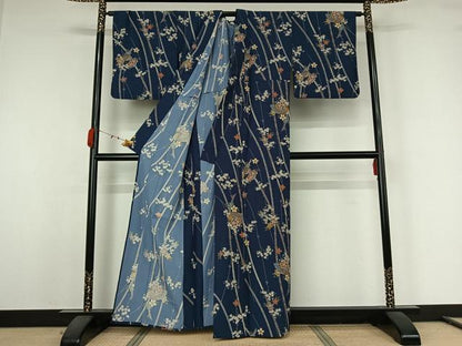 平和屋着物▽小紋　単衣　桜　洗える着物　AABK1921jh