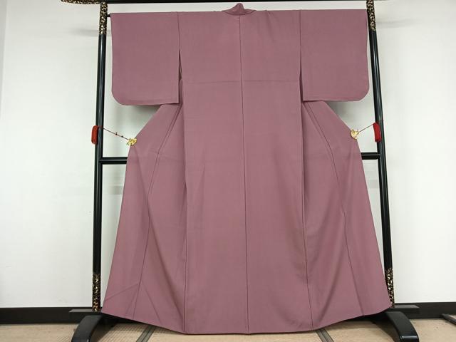 平和屋着物▽色無地　単衣　京紫色　洗える着物　未使用　AABK1922jh
