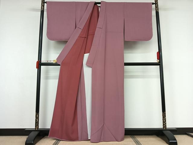 平和屋着物▽色無地　単衣　京紫色　洗える着物　未使用　AABK1922jh