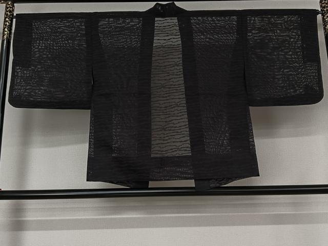 平和屋着物▽羽織　スリーシーズン　春夏秋　塵除け　横段文　黒地　洗える着物　AABK1923jh