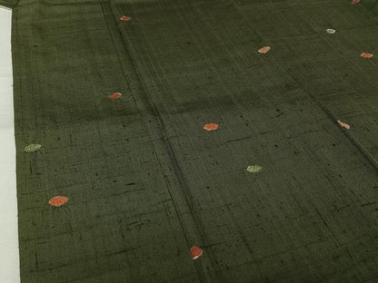平和屋着物▽生紬　単衣　絞り　丸文　正絹　逸品　AABK1926jh