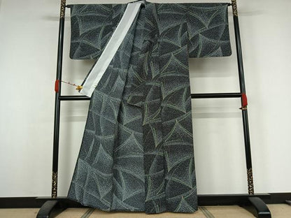 平和屋着物▽小紋　単衣　松　洗える着物　AABK1927jh
