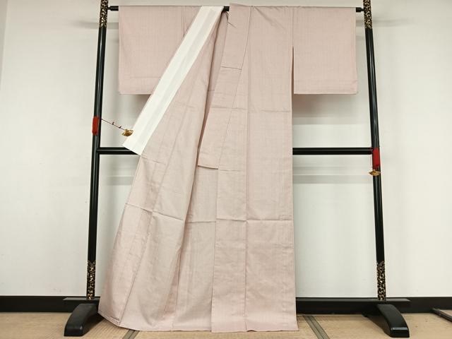 平和屋着物▽上質な紬　単衣　十字絣　正絹　逸品　AABK1935jh