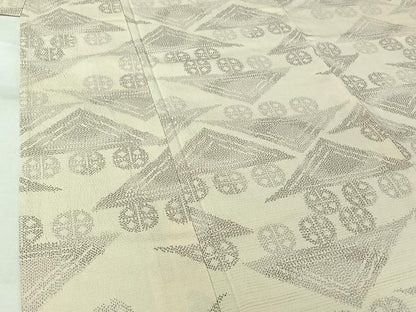 平和屋着物▽本塩沢　単衣　幾何学文様　正絹　逸品　AABK1936jh