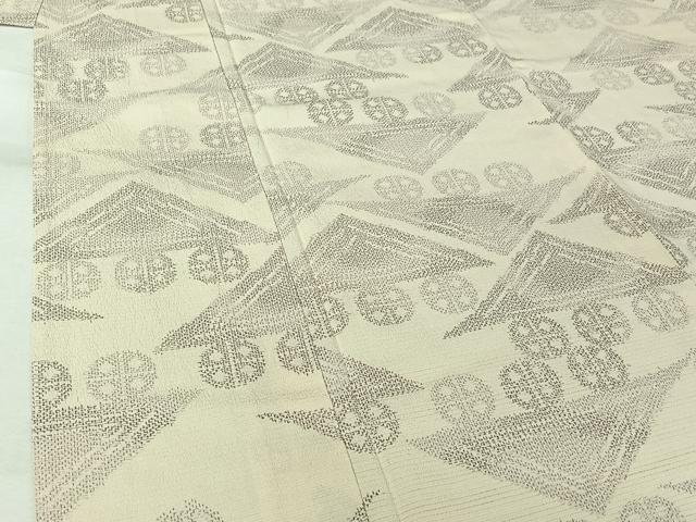 平和屋着物▽本塩沢　単衣　幾何学文様　正絹　逸品　AABK1936jh