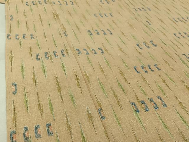 平和屋着物▽上質な紬　単衣　幾何学文様　正絹　逸品　AABK1940jh