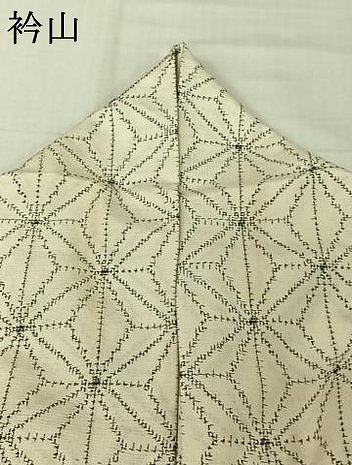平和屋着物▽上質な紬　単衣　麻の葉文様　正絹　逸品　AABK1941jh