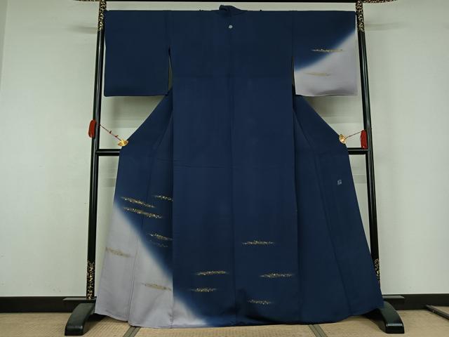 平和屋着物▽創業460年・千總　訪問着　単衣　箔散らし文様　暈し染め　金彩　正絹　逸品　AABK1944jh