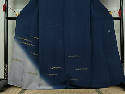 平和屋着物▽創業460年・千總　訪問着　単衣　箔散らし文様　暈し染め　金彩　正絹　逸品　AABK1944jh
