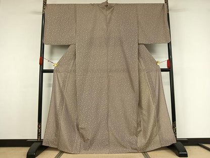 平和屋着物▽お召　単衣　黄金糸　花唐草文　正絹　逸品　AABK1945jh