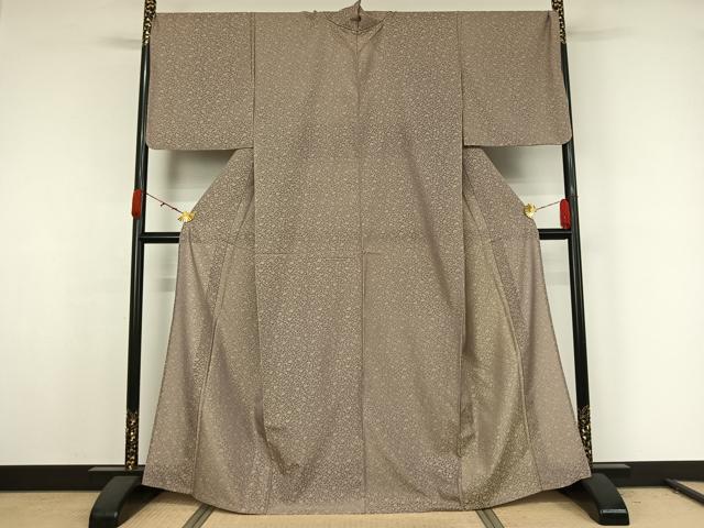 平和屋着物▽お召　単衣　黄金糸　花唐草文　正絹　逸品　AABK1945jh