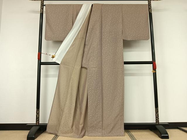 平和屋着物▽お召　単衣　黄金糸　花唐草文　正絹　逸品　AABK1945jh