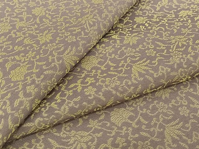 平和屋着物▽お召　単衣　黄金糸　花唐草文　正絹　逸品　AABK1945jh