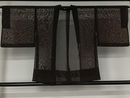 平和屋着物▽羽織　スリーシーズン　春夏秋　塵除け　黒地　正絹　逸品　AABK1946jh