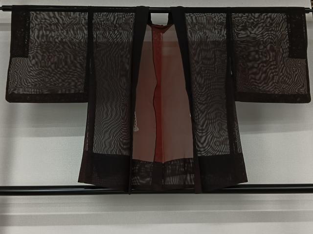 平和屋着物▽羽織　スリーシーズン　春夏秋　塵除け　黒地　正絹　逸品　AABK1946jh