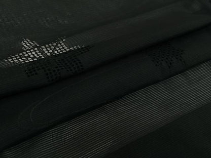 平和屋着物▽羽織　スリーシーズン　春夏秋　塵除け　竜田川文　黒地　正絹　逸品　AABK1950jh