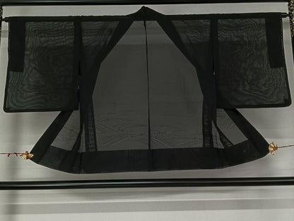 平和屋着物▽羽織　スリーシーズン　春夏秋　塵除け　流水文　黒地　正絹　逸品　AABK1951jh
