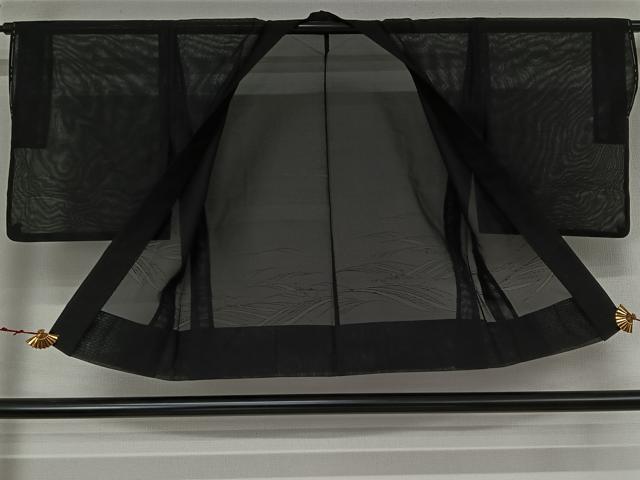 平和屋着物▽羽織　スリーシーズン　春夏秋　塵除け　流水文　黒地　正絹　逸品　AABK1951jh