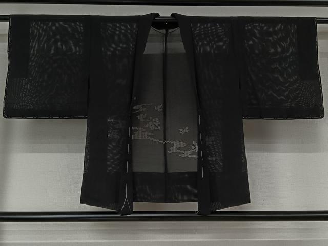 平和屋着物▽羽織 スリーシーズン 春夏秋 塵除け 舞葉文 黒地