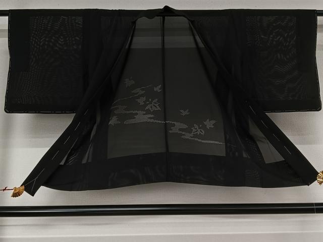 平和屋着物▽羽織 スリーシーズン 春夏秋 塵除け 舞葉文 黒地
