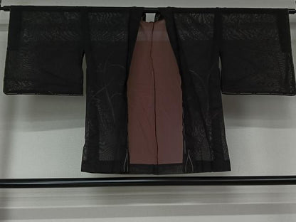 平和屋着物▽羽織　スリーシーズン　春夏秋　塵除け　草葉文　正絹　逸品　未使用　AABK1955jh