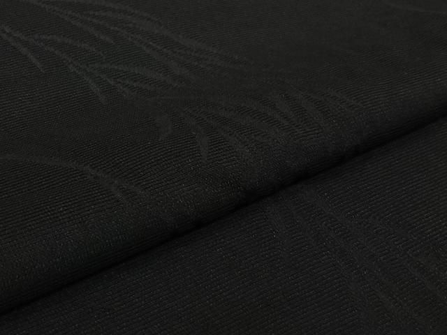 平和屋着物▽羽織　スリーシーズン　春夏秋　塵除け　草葉文　黒地　正絹　逸品　AABK1956jh