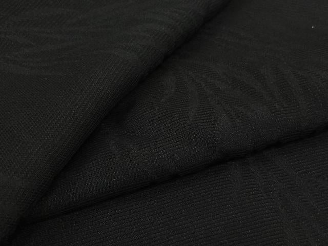 平和屋着物▽羽織　スリーシーズン　春夏秋　塵除け　草葉文　黒地　正絹　逸品　AABK1956jh