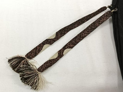 平和屋着物▽羽織　スリーシーズン　春夏秋　塵除け　草葉文　黒地　正絹　逸品　AABK1956jh