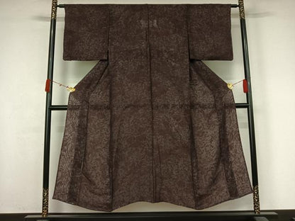 平和屋着物▽上質な小紋　無双　紗袷　紗×紗　型染め　風景流水花文　正絹　逸品　AABK1993jh