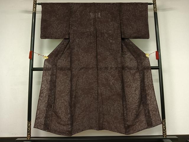 平和屋着物▽上質な小紋　無双　紗袷　紗×紗　型染め　風景流水花文　正絹　逸品　AABK1993jh