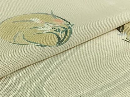 平和屋着物▽訪問着　紗袷　紗×絽　手描き　流水花丸文　銀彩　正絹　逸品　AABK1994jh