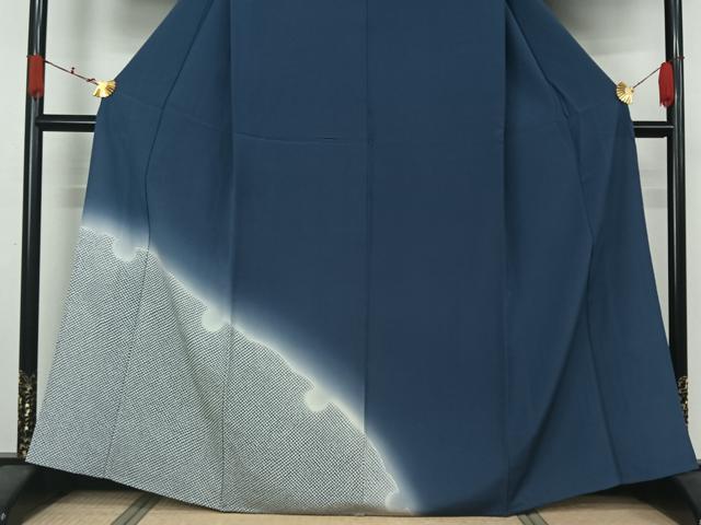 平和屋着物▽訪問着　単衣　雪輪鹿の子文　暈し染め　正絹　逸品　AABK2029jh