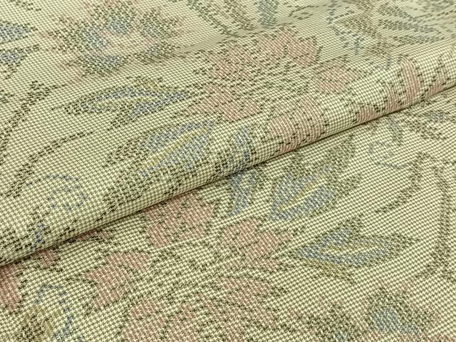 平和屋着物▽本場大島紬　単衣　7マルキ　草花文　正絹　逸品　AABK2034jh